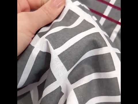 Сірий євро максі комплект постільної білизни в клітинку 200*220 з Бязі Gold бавовняний натуральний, Черешенька, відео 1