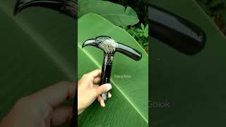 Kreatif Handle Iteuk / Tongkat Ukir Kepala Burung Garuda Bahan Tanduk Kerbau