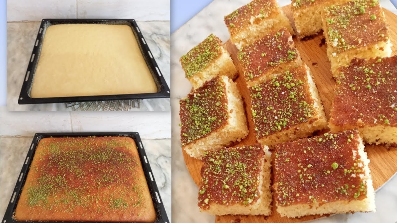 #حلويات .بسبوسة حجم عائلي روعة في البنة😋🥰