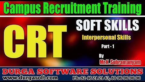 Campus Recruitment Training (CRT) Soft Skills || Interpersonal Skills Part - 1  by Subramanyam