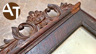 I found something inside of FOLK ART mirror \/ 19' th century mirror restoration