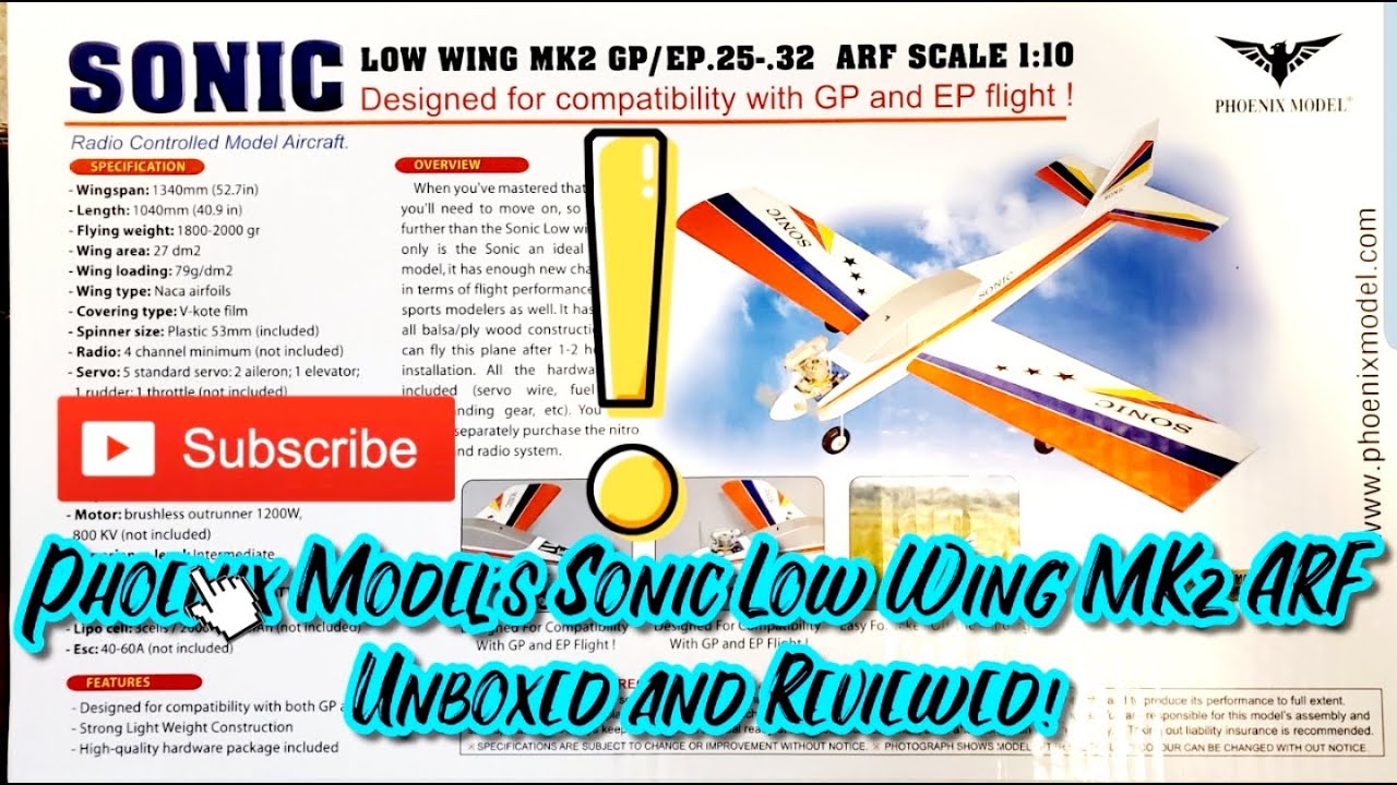 Phoenix Models Sonic Low Wing MK2 ARF Unboxed and Reviewed Part 1