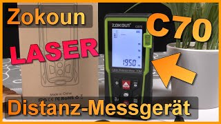 Review Laser Entfernungs-Messgerät Bis 70M Zokoun Cs70 Mit Wasserwaage Flächen-Messung Volumen