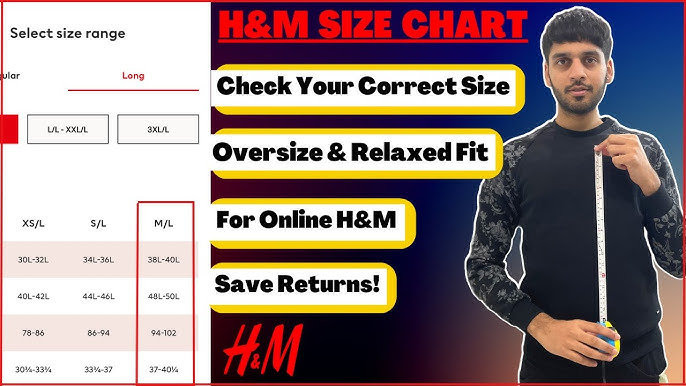 Size Guide for online shopping, H&M size chart explained