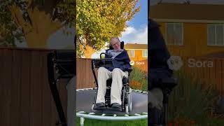 Stephen Hawking jumps on a trampoline