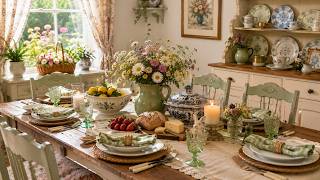 🌸 Garden-to-Table Dining Room Ideas | Fresh Flowers, White Plates & Linen Cottage Style