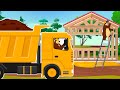 The Bear builds a wooden house with a Hammer - Crane Truck, Dump truck |Funny Animation DEFAULT