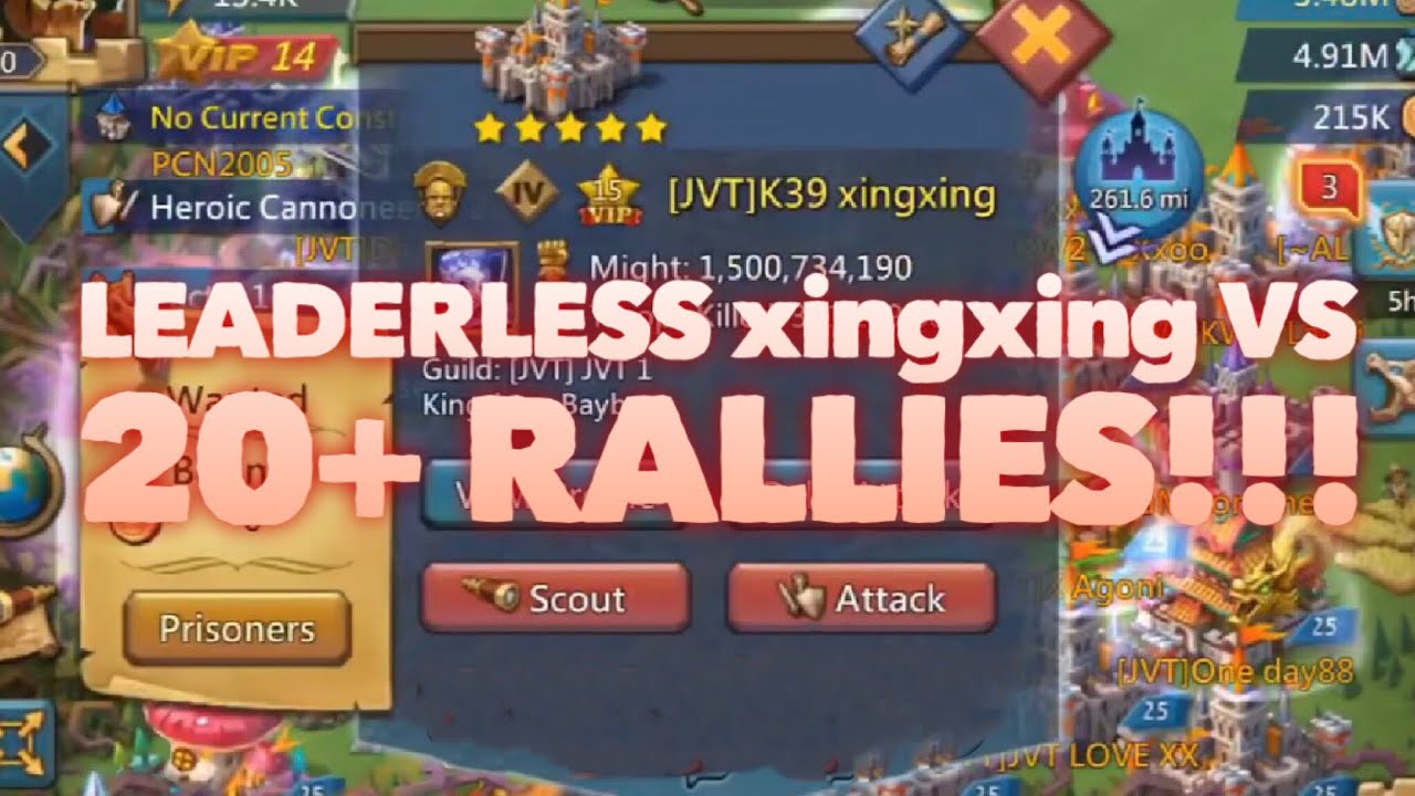 JVT xingxing VS 20+ RALLIES from KW family LEADERLESS Lords Mobile