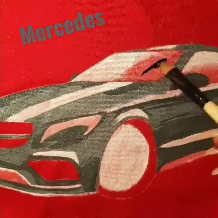 Рисуем акриловыми красками.Мерседес #art #handmade #футболки - YouTube