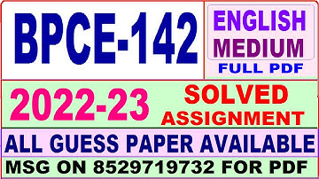 bpce 142 solved assignment 2022-23 / bpce 142 solved assignment in English / ignou ba psychology