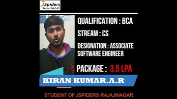 JSPIDERS RAJAJINAGAR STUDENT | PLACED |KIRAN KUMAR.A.R| FEEDBACK |ASSOCIATE SOFTWARE ENGINEER🤩