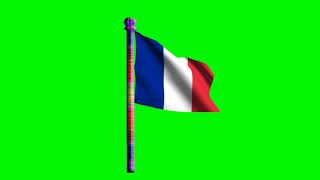 France 3D Flag Pole Animation Green Screen screenshot 4