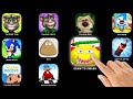 Talking Tom, Talking Tom 2, Talking Ben, My Hank, Sonic Dash, Pou, Draw To Smash, Bottle Jump 3D