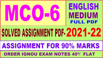 mco-06 solved assignment 2021-22 / mco 06 solved assignment in English / ignou mco 06