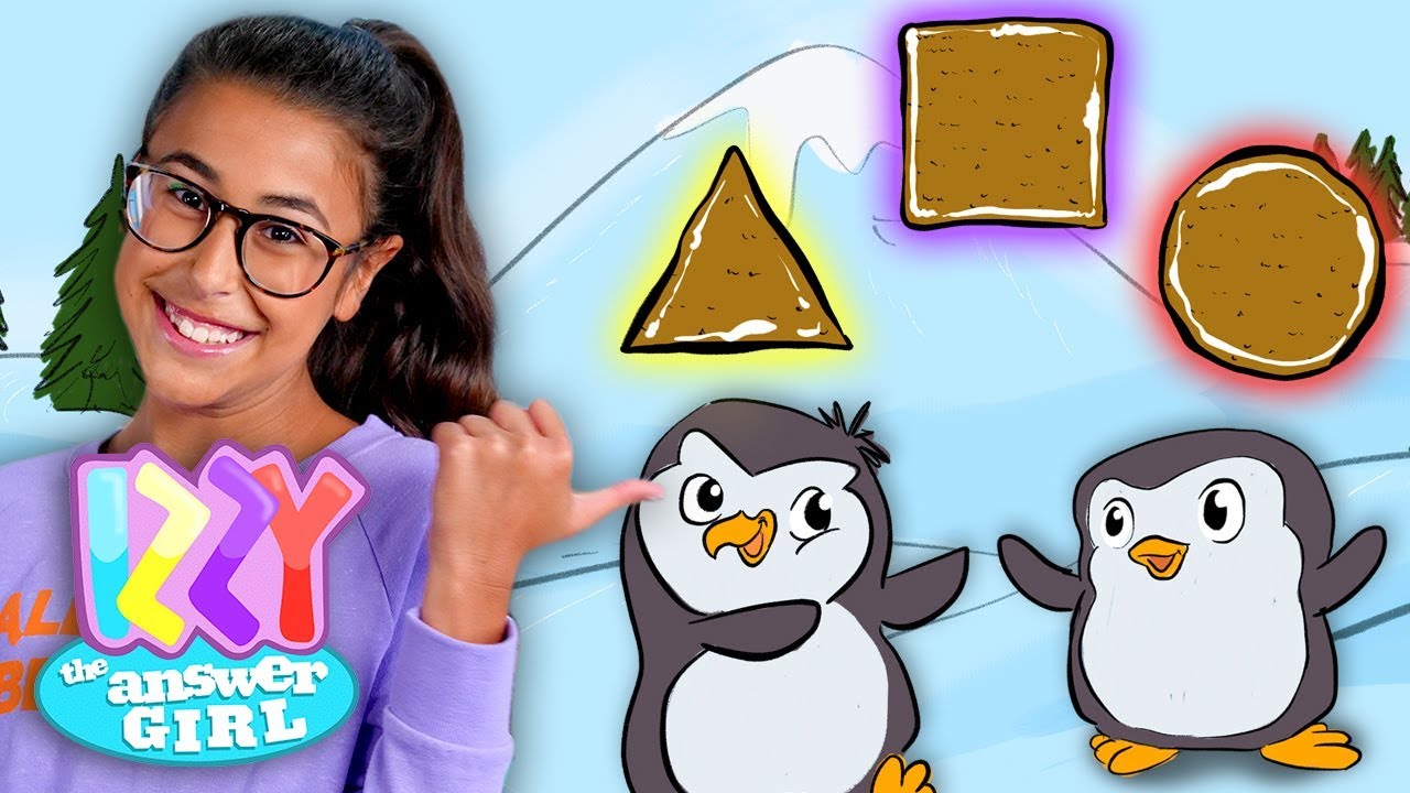 The Penguins of Madagascar have Fun with Shapes | LEARN MATH IZZY THE ANSWER GIRL