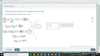 W1 P1 Angles   6 Solving equations involving vertical angles and linear pairs