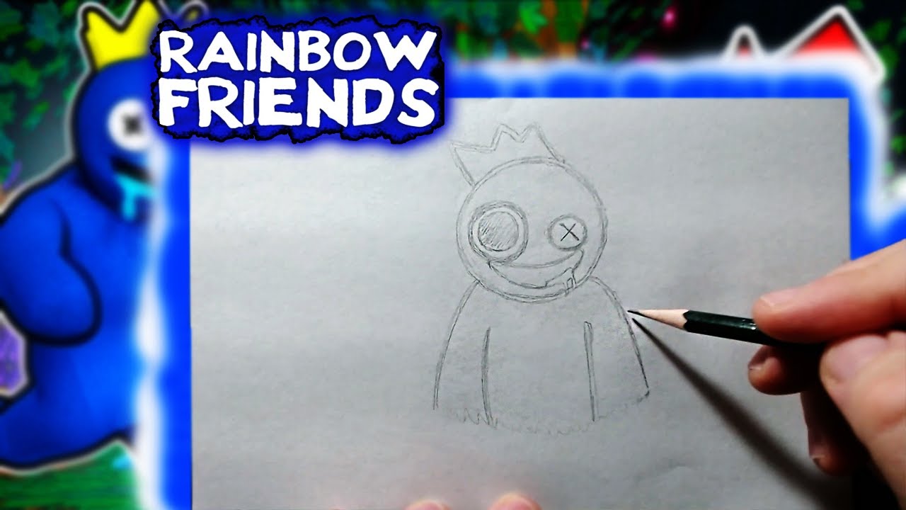 Como desenhar o Azul babão de Rainbow Friends @Roblox 