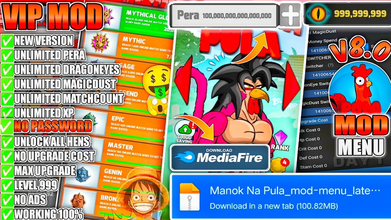 Manok Na Pula Mod Apk🤑✅| V8.0 |Unlimited Money/Unlocked All |Working 100%