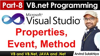 Part-8- Beginners Vb.net Tutorial in Hindi- Properties, Event, Method | Visual Studio By Arvind