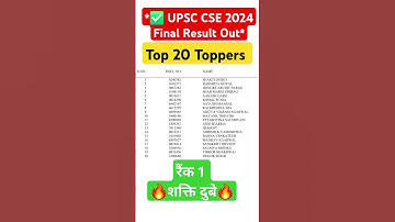 🔥 UPSC CSE 2024 Toppers List | *✅ UPSC CSE 2024 Final Result Out  #upsc #upsctopper #topper #shorts