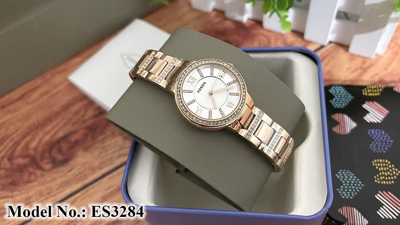 Fossil Virginia Silver dial Rose Gold-tone watch for Women's | Model ...