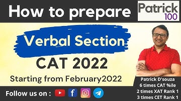 How to prepare Verbal Section for CAT 2022 if starting from February 2022? | Patrick Dsouza
