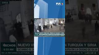 Revelan nuevas imágenes del sismo en Turquía al interior de una mezquita.