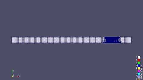Mesh with Adaptive Mesh Refinement (AMR) in shock tube.