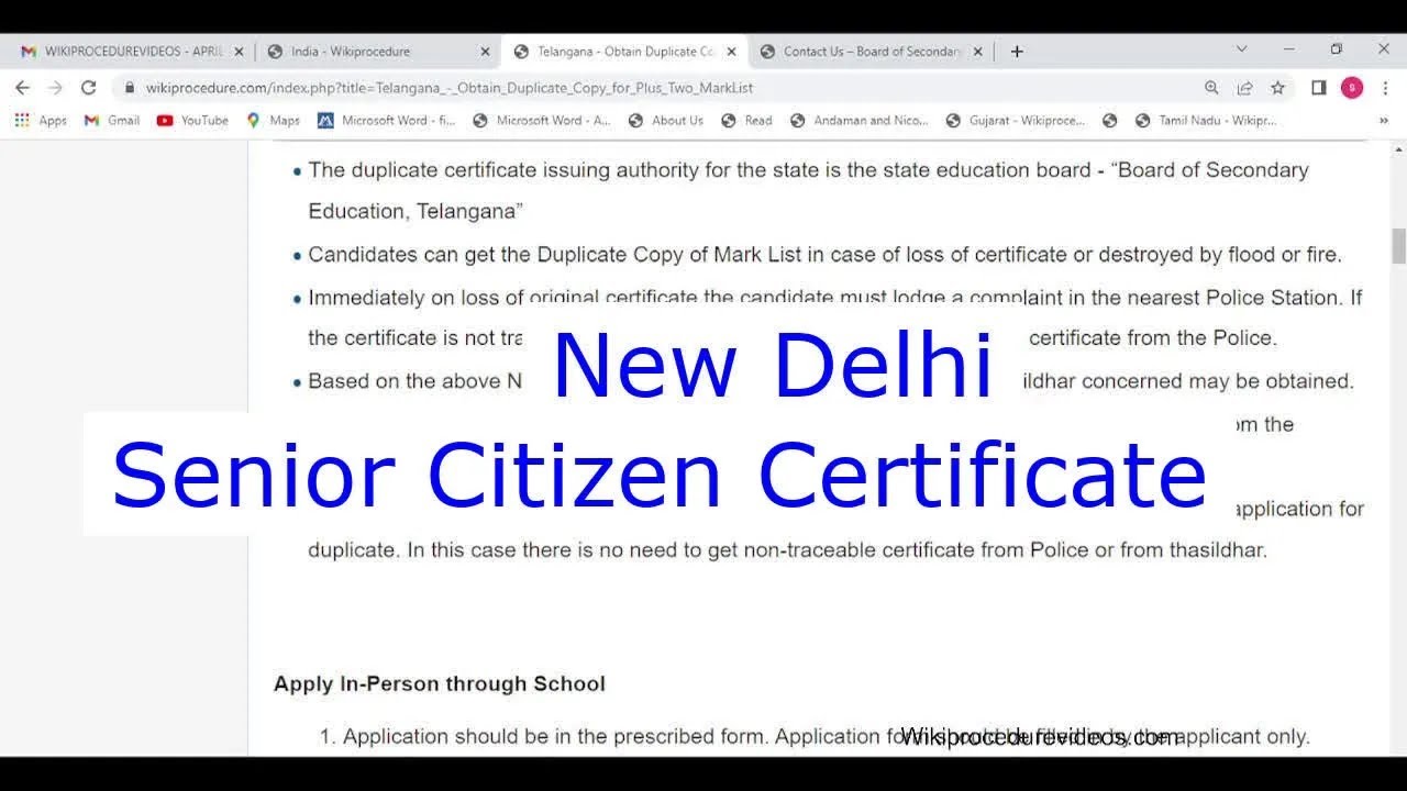 Нью-Дели - Подайте заявку на получение свидетельства о статусе пенсионера.