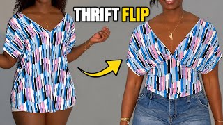 Easy Thrift Flip: Turn an Oversized Shirt Into a Fitted Top | Beginner Friendly
