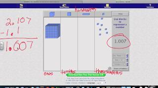 subtracting decimals with base ten blocks