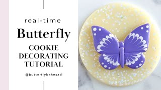 Real-Time Cookie Decorating Tutorial for Beginners: Wet-on-Wet Royal Icing Butterfly Cookie