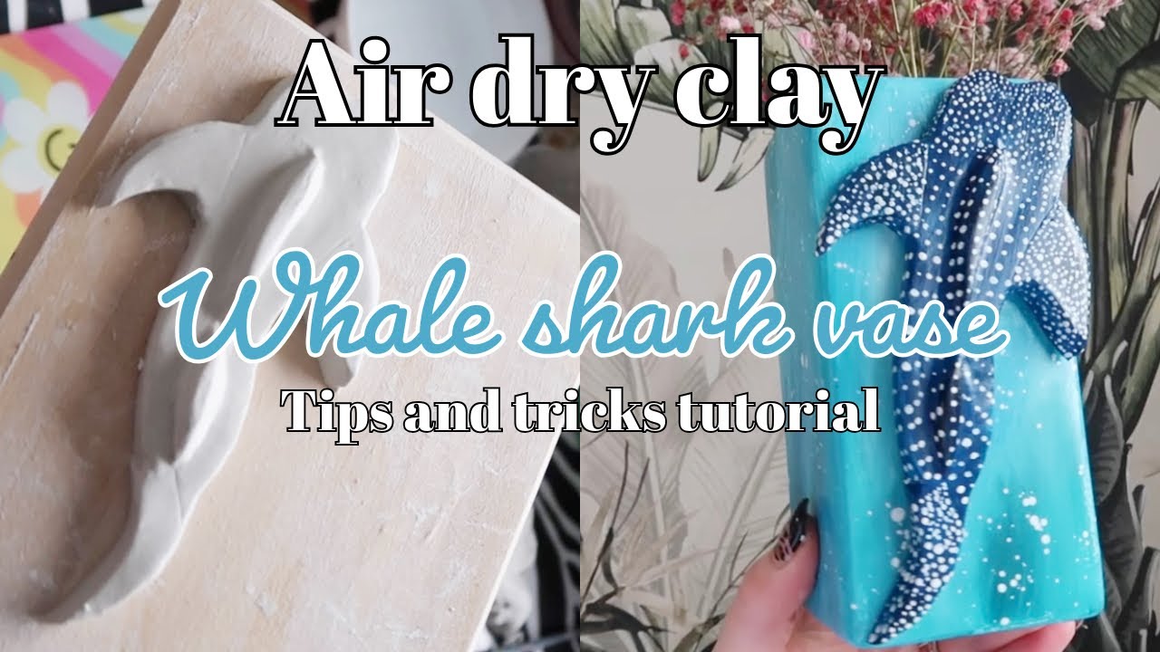 Air dry clay Tutorial: How I made this Whale Shark Vase 🦈 tips and tricks & level: EASY