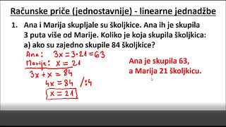 Rješavanje linearnih jednadžbi u skupovima Z i Q+ ~12.dio~Računske priče JEDNOSTAVNIJE (tekst.zad.)