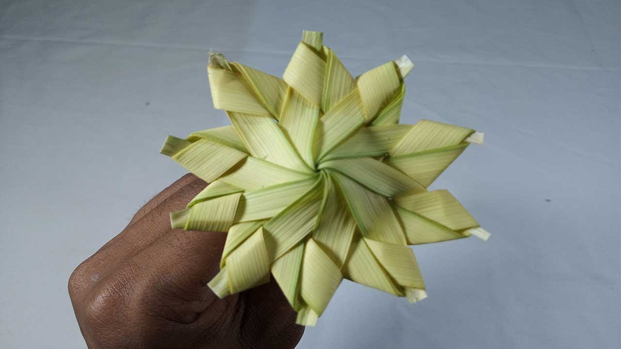 Diy Beautiful Flower Making idea With Palm Leaves Art And Craft Flower making Palm