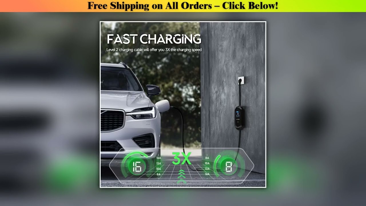 AFEEV Portable EV Charger Type2 IEC62196-2 16A EVSE Fast Charging Cable Type1 SAE J1772 Wallbox
