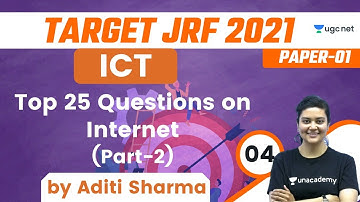 08:00 AM - Target JRF 2021 | ICT by Aditi Sharma | Top 25 Questions on Internet (Part-2)