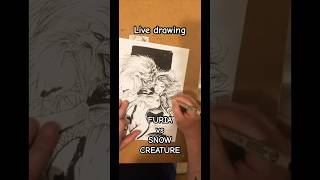 Live drawing - FURIA vs SNOW CREATURE #drawinglive #livestream  #drawing #streamer #penart #inks