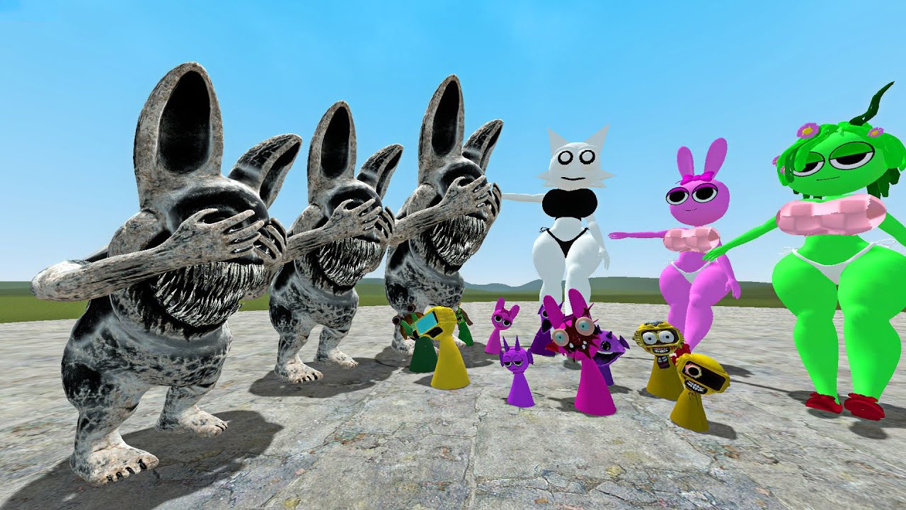 New Sprunki Miss Green And Zoonomaly Monster Rabbit Look Scared To ...