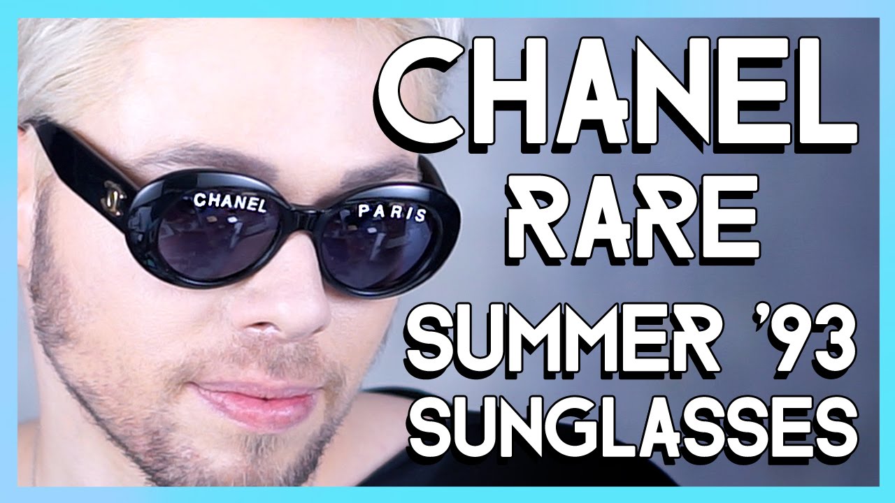 CHANEL Sunglasses Vintage Rare Black Oval Rectangular Square 