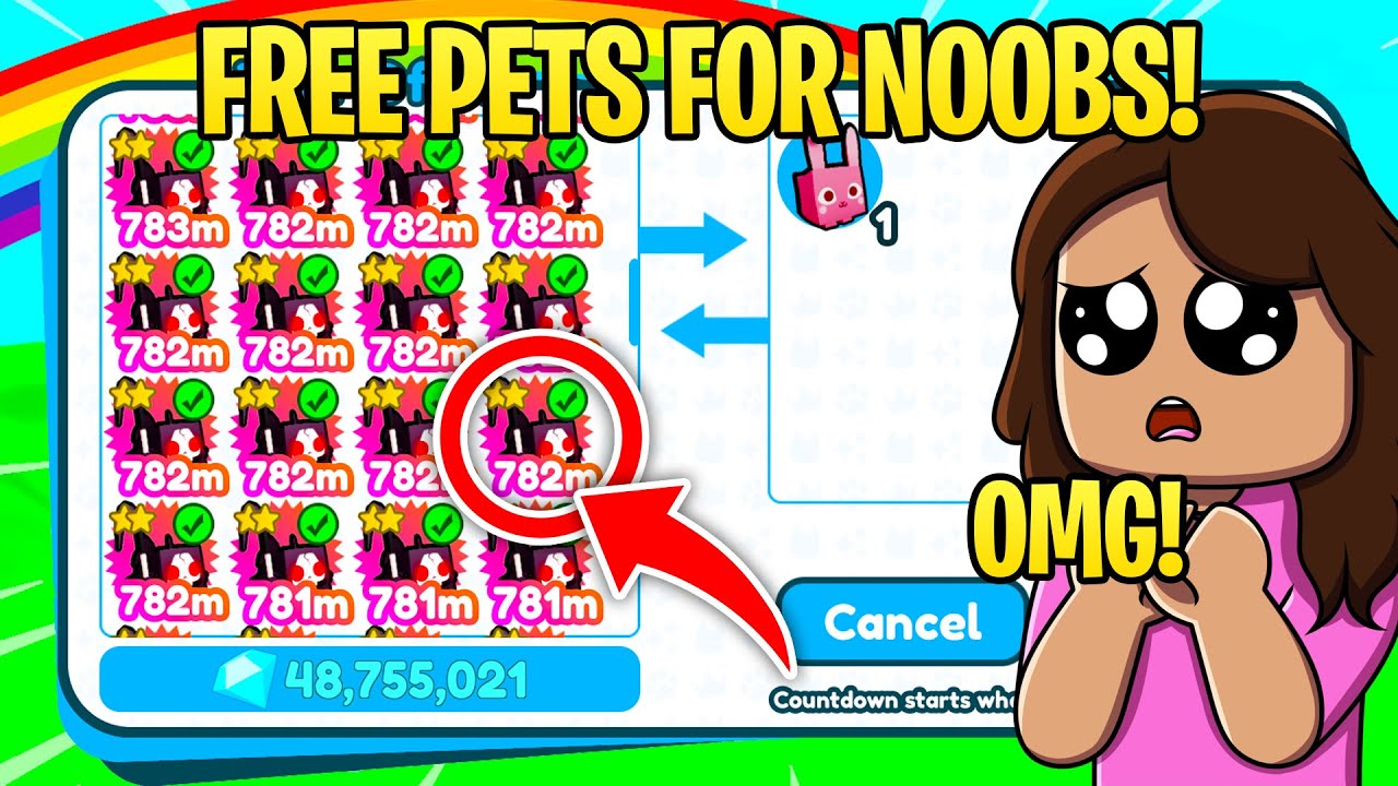 I SUPRISED NOOBS with FREE PETS! (Pet simulator x roblox) YouTube