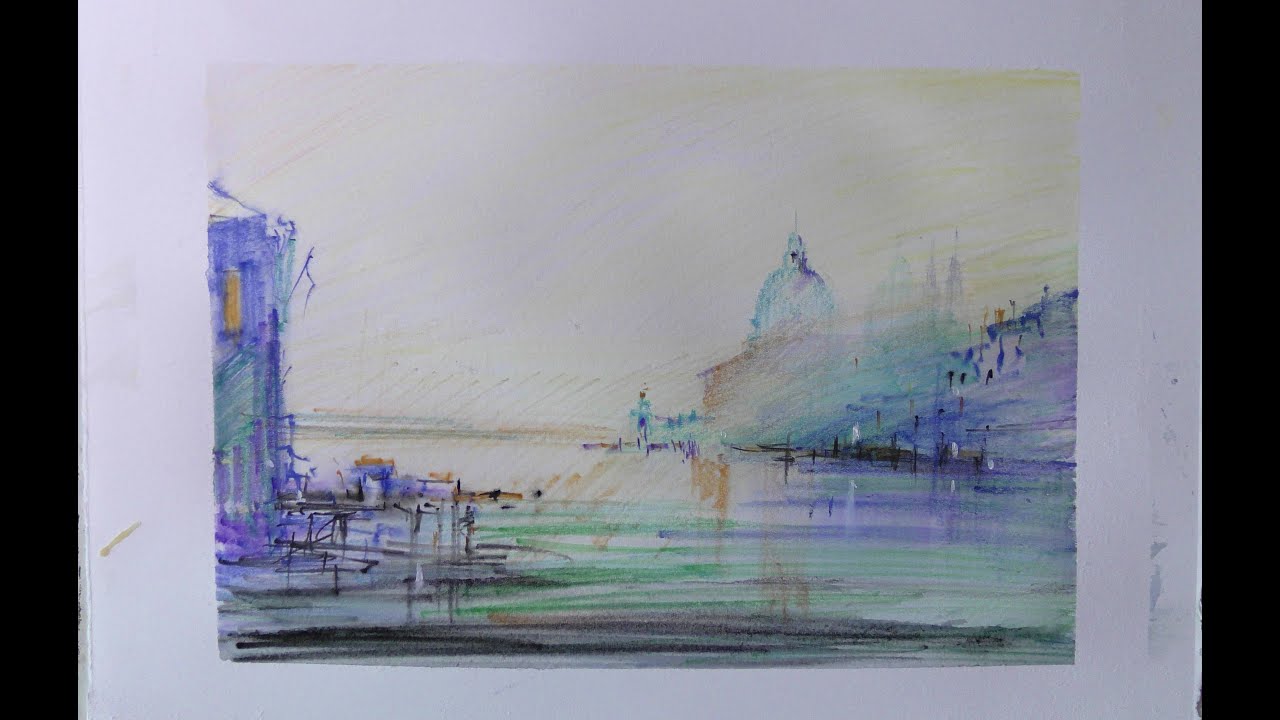 Acquerello con Tatiana Smirnova. Matite acquerellabili.Veduta di Venezia