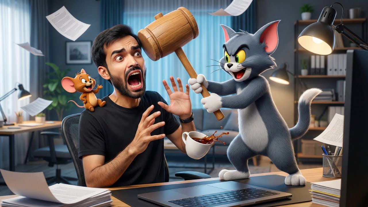 Tom and Jerry in Real Life - Work From Home Funny Video 😂