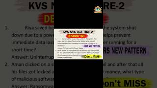 KVS NVS JSA TIER 2 DESCRIPTIVE PAPER New Pattern most expected TOP 500 QUESTION series