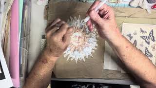 Fussy cutting a SUN and more Butterfly Packing Paper Journal