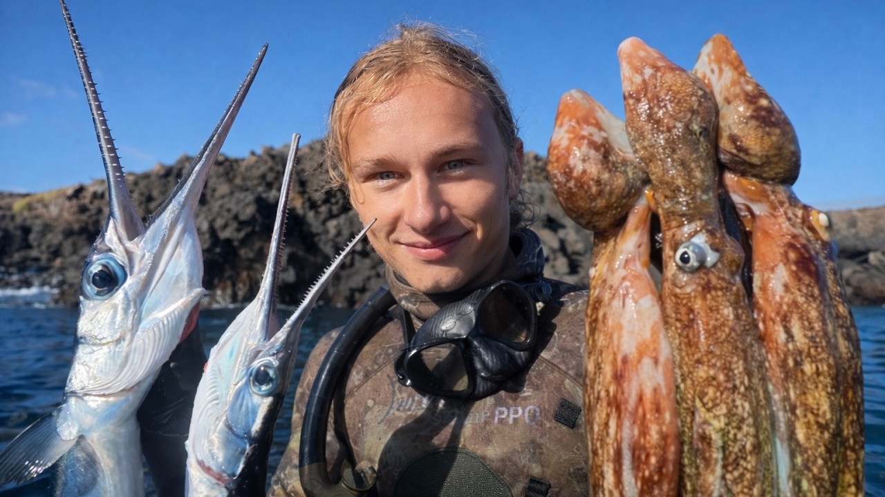 Осьминоги, рекордный Абаде и встреча с акулой-ангелом! Канарская охота 🎥