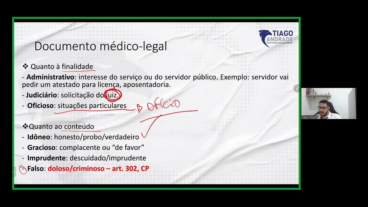 MEDICINA LEGAL - CONCURSO PÚBLICO - CARREIRA POLICIAL - AULA 2 - BL ÚNICO DOCUMENTOS MÉDICOS LEGAIS