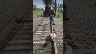 Mountain Lion Attacks on Railway Tracks - Train Coming Fast! RDR2 #shorts