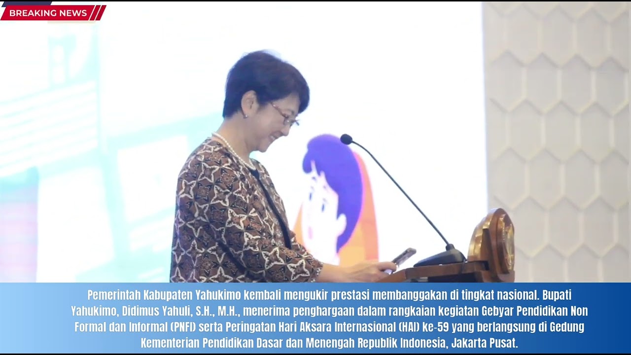 Pemerintah Kabupaten Yahukimo kembali mengukir Piagam  prestasi Dalam pelayanan Yahukimo Cerdas 