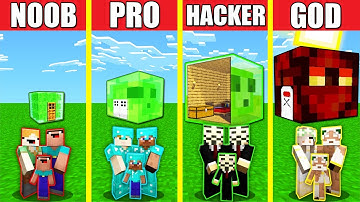 Minecraft Battle: SLIME HOUSE BUILD CHALLENGE - NOOB vs PRO vs HACKER vs GOD / Animation MAGMA CUBE